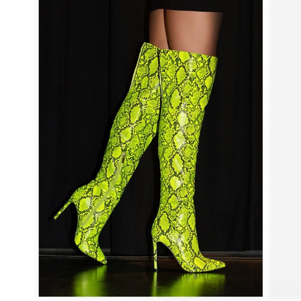 NWT Neon Snakeskin Boots